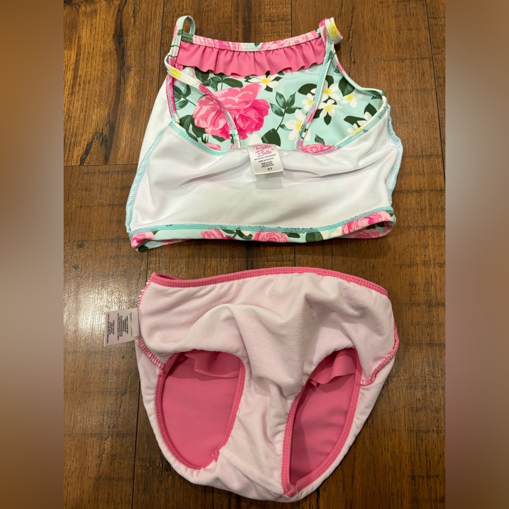 RuffleButts Rosy Sweetheart Ruffle Tie Tankini, 3T - Picture 13 of 14